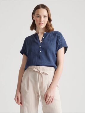 Organic Cotton Gauze Roll Sleeve Shirt